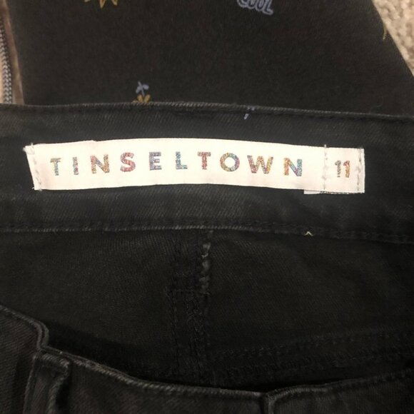 TINSELTOWN Graphic Print Black Skinny Jeans - Picture 7 of 10